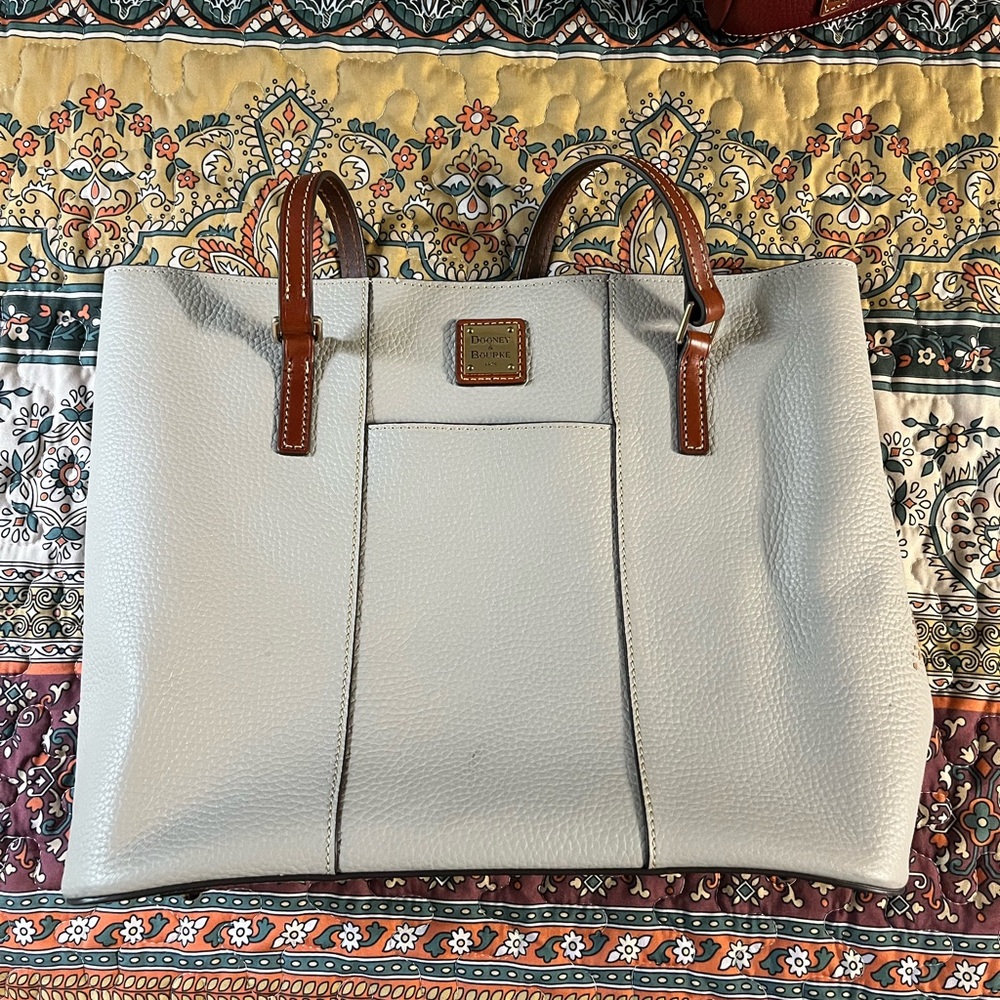 Dooney & Bourke Pebble Grain Ecru Leather Lexington Tote Bag (large)